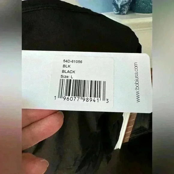 NWT Bobi Los Angeles Smocked Long Sleeve Top ~ Black ~ Large - Picture 8 of 11